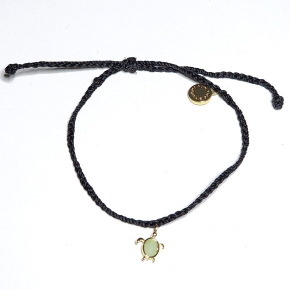 Pura Vida black bracelet with  green & gold turtle - Picture 1 of 7